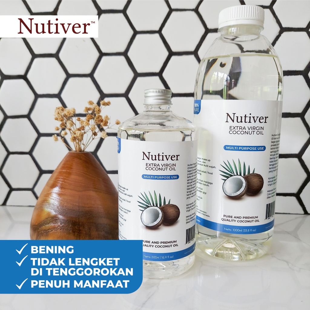 NUTIVER VCO 1 Liter Minyak Kelapa Murni Virgin Coconut Oil EVCO Cold Pressed