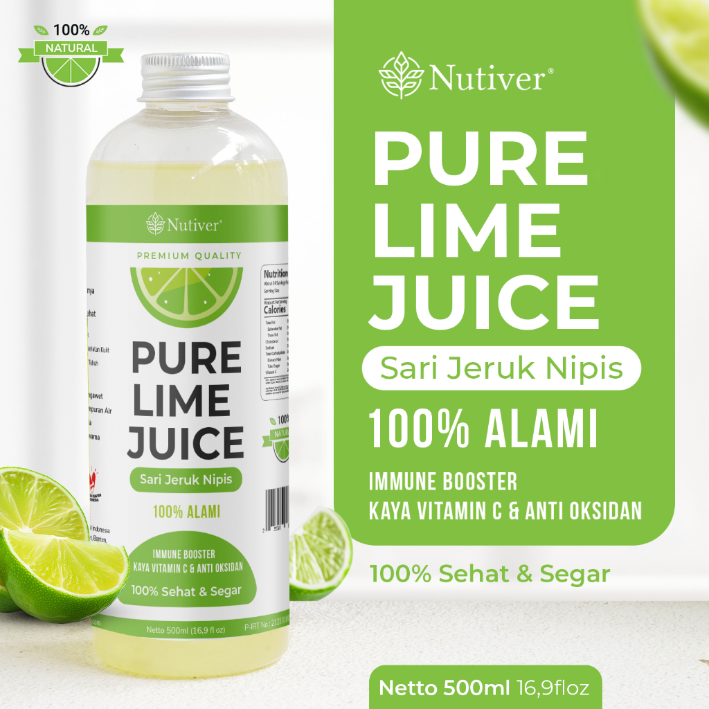 NUTIVER Sari Jeruk Nipis Murni 500ml Air Jeruk Nipis Segar Organik Tinggi Antioksidan