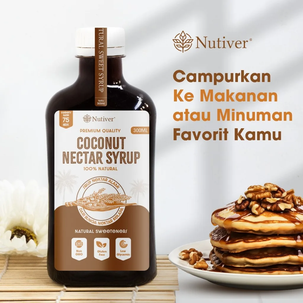 NUTIVER Gula Kelapa Cair Organik Asli Coconut Nectar Alami Rendah GI untuk Diet 300ml