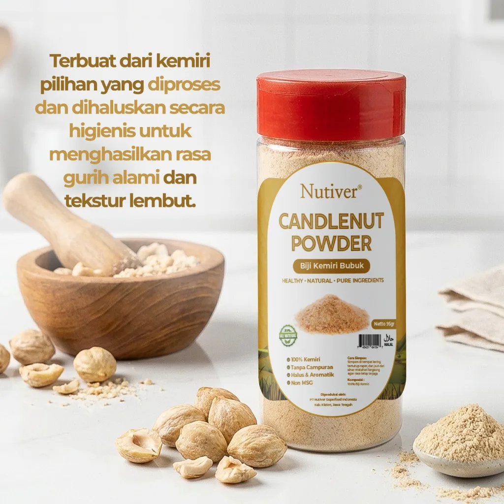 NUTIVER Kemiri Bubuk Candlenut Powder 95gr Premium 100% Kemiri Asli Gurih & Kental Non MSG