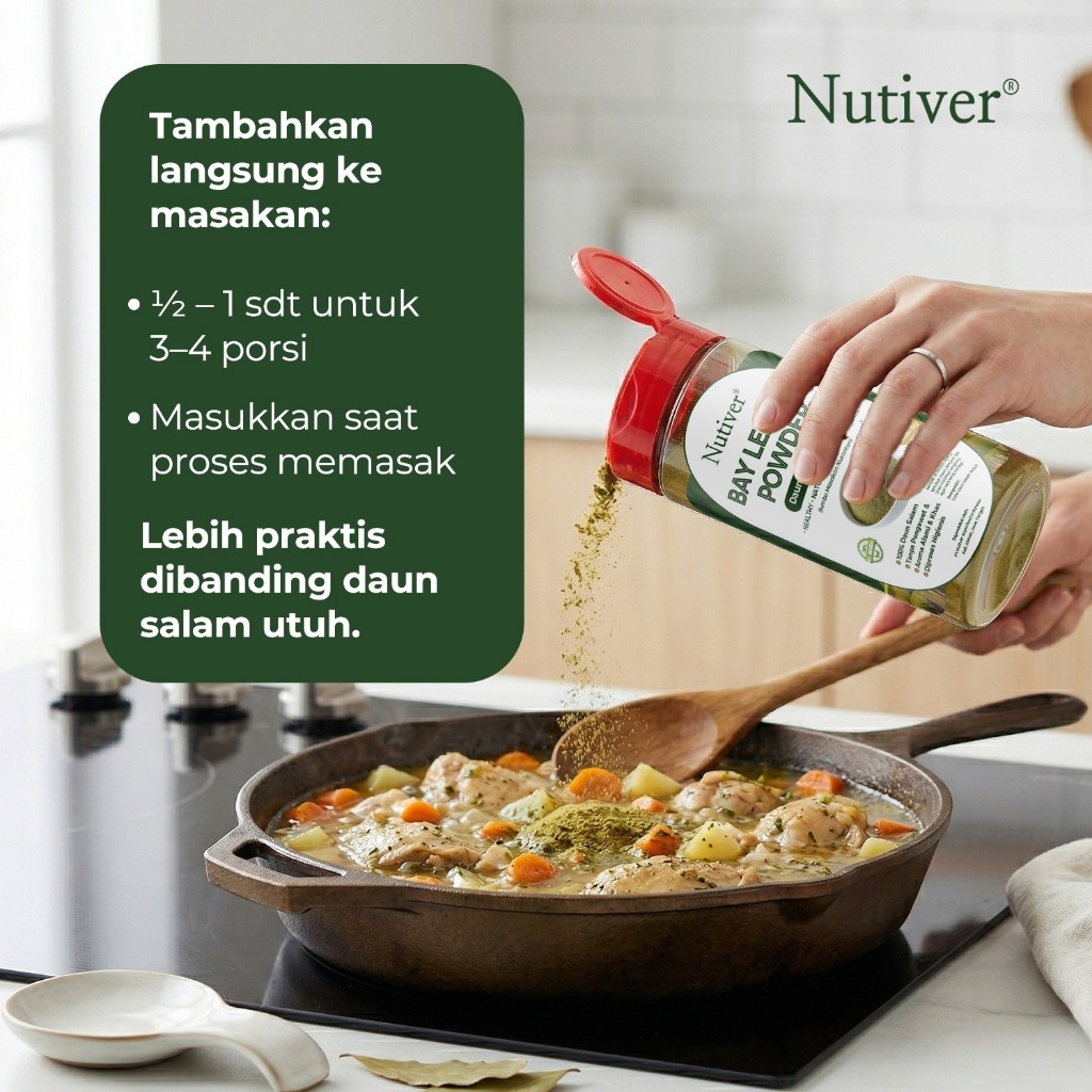 NUTIVER Daun Salam Bubuk 70gr Bay Leaves Powder Daun Salam Bumbu Masak Alami Aroma Khas Tanpa Pengawet