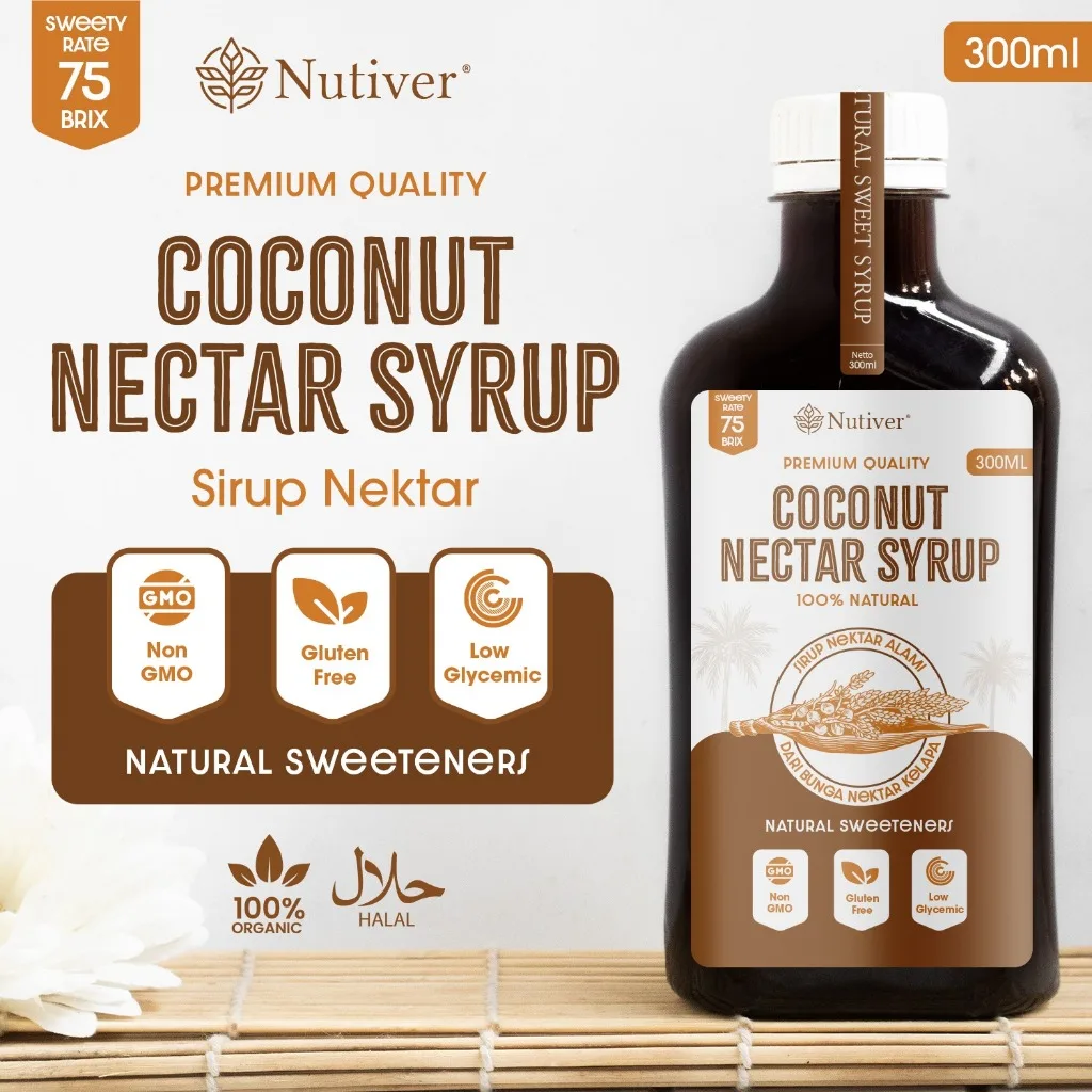 NUTIVER Gula Kelapa Cair Organik Asli Coconut Nectar Alami Rendah GI untuk Diet 300ml
