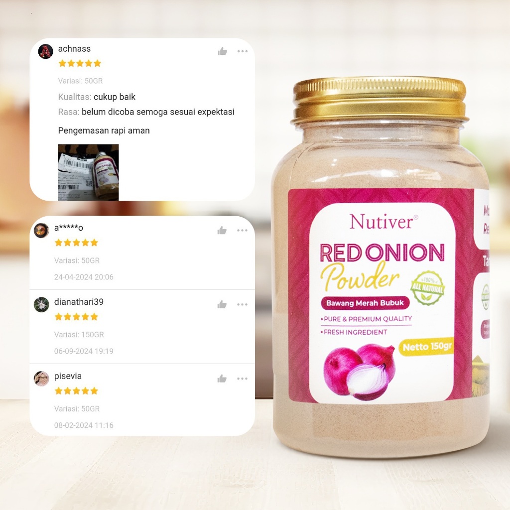 NUTIVER Bawang Merah Bubuk Red Onion Powder Bumbu Masak Dapur Siap Pakai Untuk Masakan 150gr
