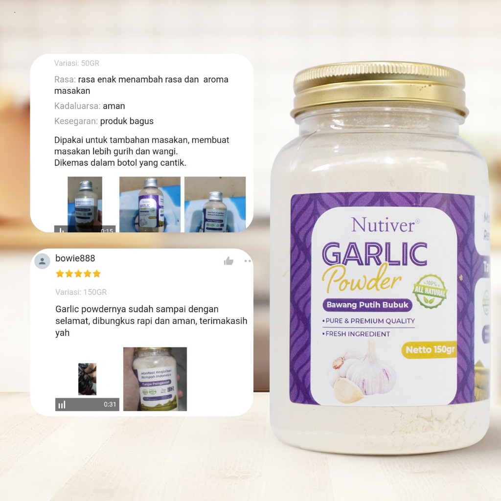 NUTIVER Bawang Putih Bubuk Garlic Powder Bumbu Masak Dapur Siap Pakai Untuk Masakan 150gr