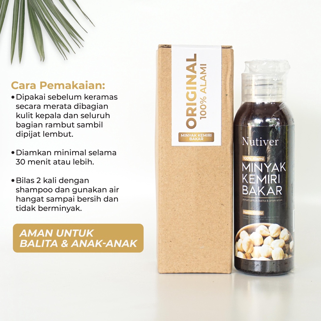 NUTIVER Minyak Kemiri Bakar Penumbuh Rambut  Murni 100ml Perawatan Rambut & Kulit Kepala Alami