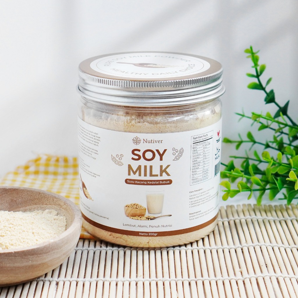 NUTIVER Susu Kedelai Bubuk Soy Milk Powder Kedele Bubuk Alami Tanpa Gula Tambahan 200gr