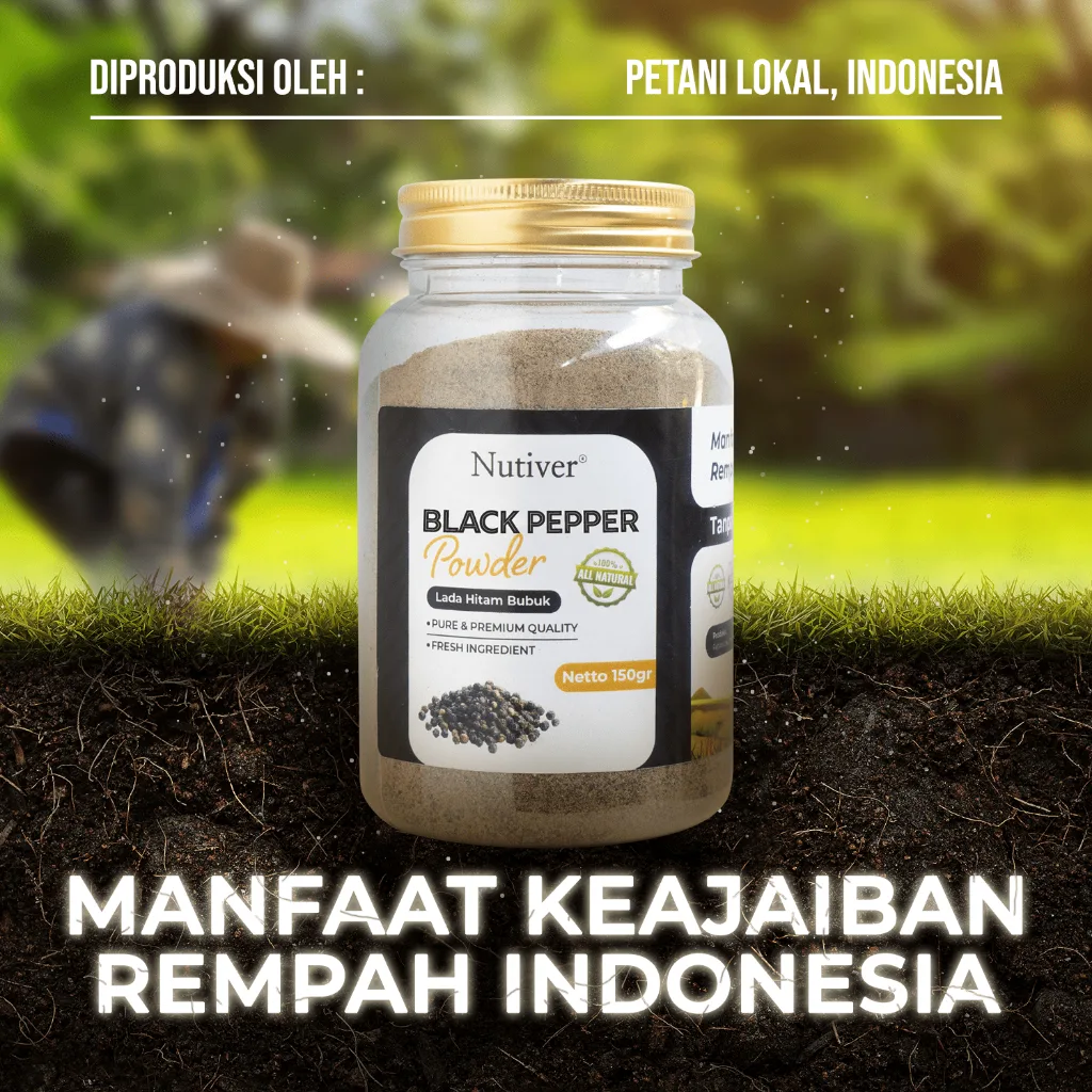 NUTIVER Lada Hitam Bubuk Bumbu Masak BlackPepper Powder Bumbu Dapur Original 150gr