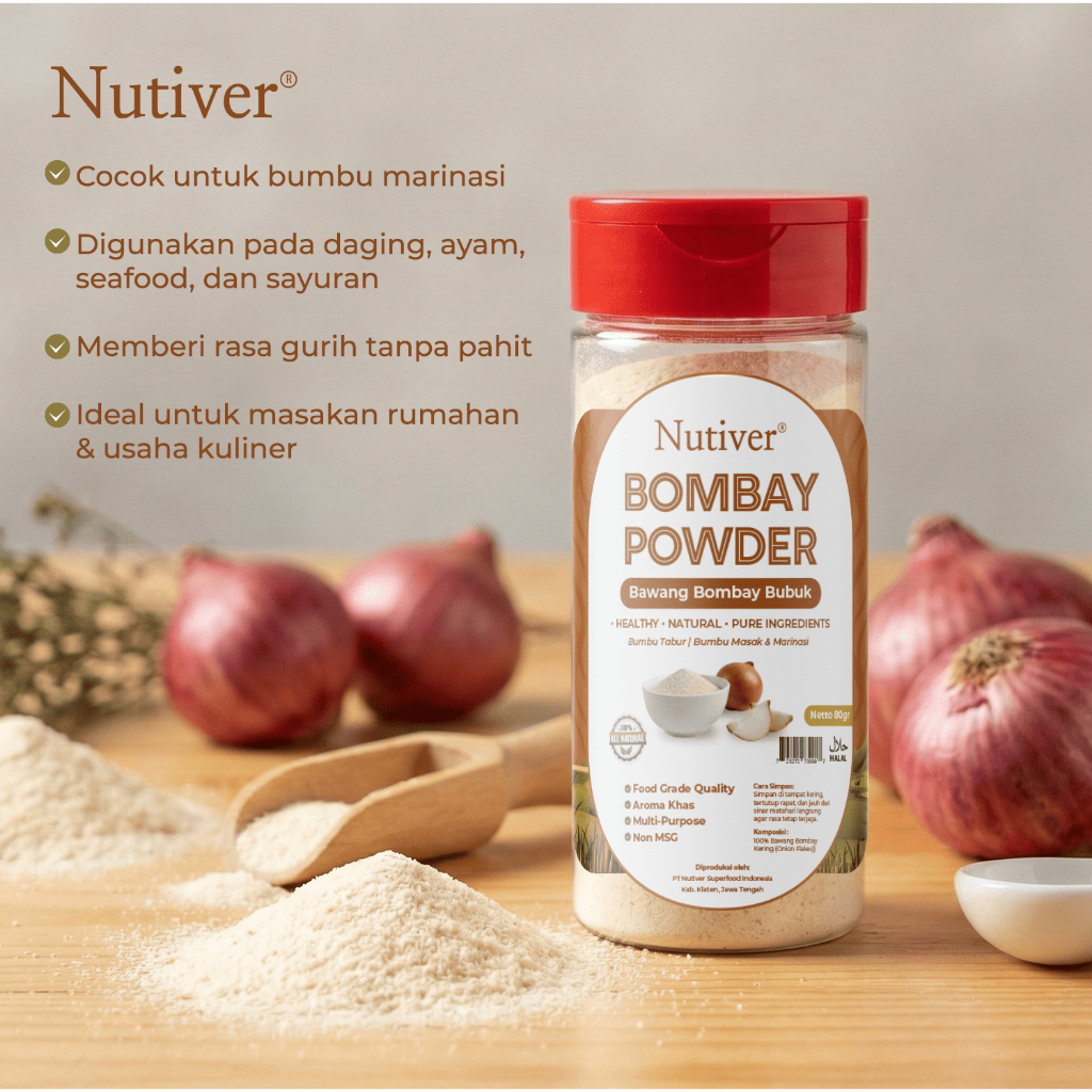 NUTIVER Bawang Bombay Powder 80gr Bawang Bombay Bubuk Bumbu Masak Marinasi Non MSG Food Grade