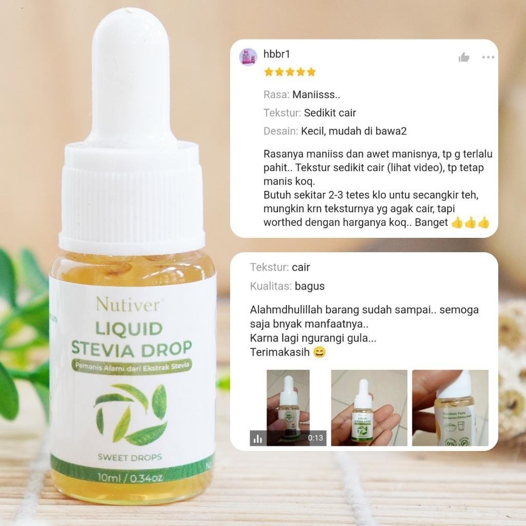 NUTIVER Paket Stevia Tetes 10ml 3 Pcs Sweetener Alamai 0 Kalori Aman Untuk Diabetes Ibu Hamil