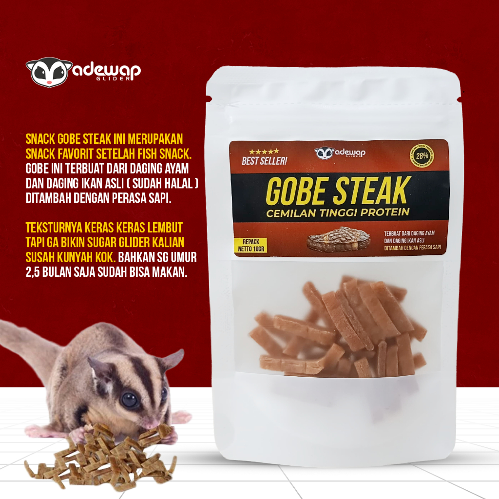 ADEWAP GLIDER Gobe Steak Semilan Daging Sugar Glider Repack 10GR - 2