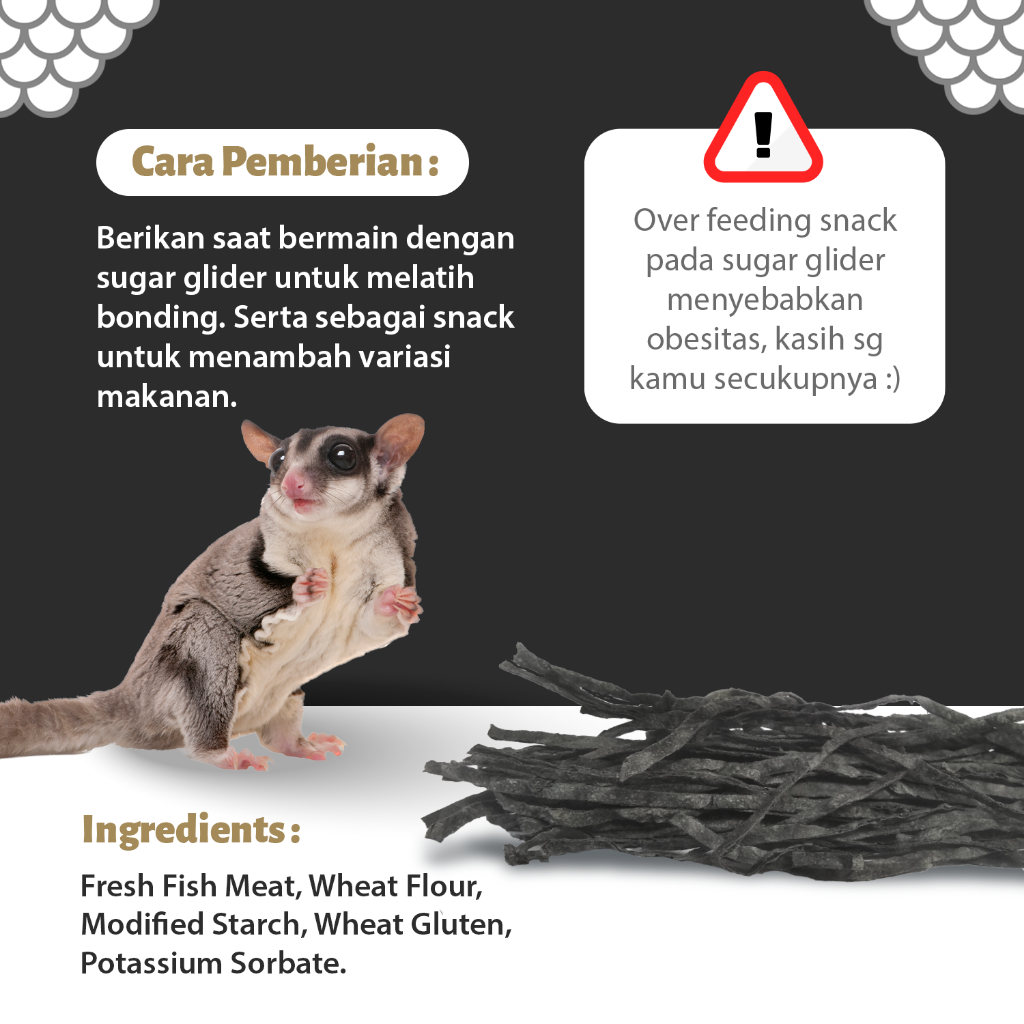 ADEWAP GLIDER Fish Snack Charcoal Camilan Perawatan Gigi Sugar Glider - 3