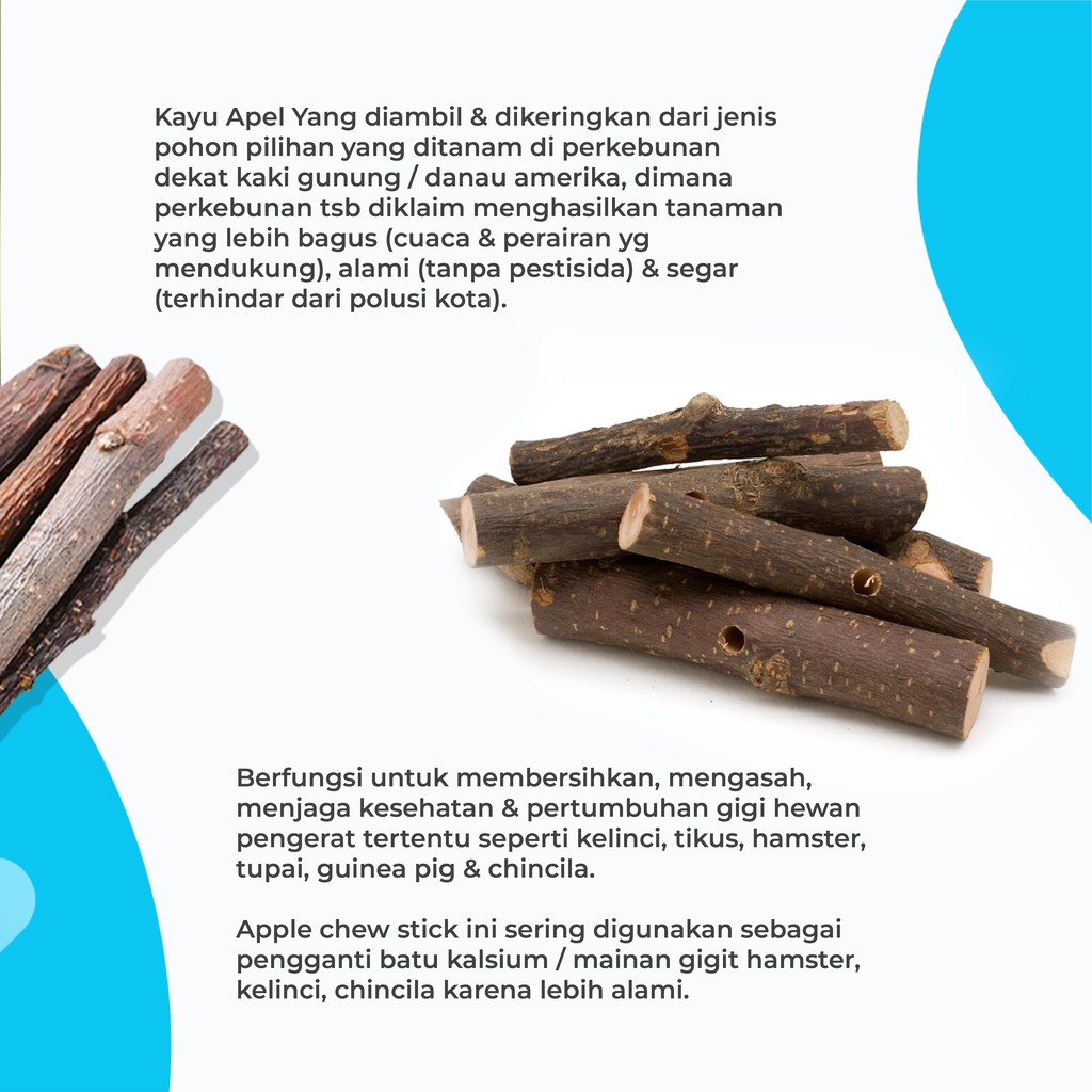 ADEWAP GLIDER Natural Apple Orchard Chew Stick Kayu Apel Gigitan Perawatan Gigi Sugar Glider - 3