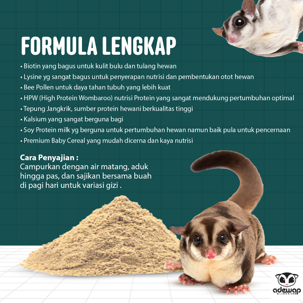 ADEWAP GLIDER Ramuan Gemoy Protein Premix Formula dan Nutrisi Komplit Sugar Glider - 3