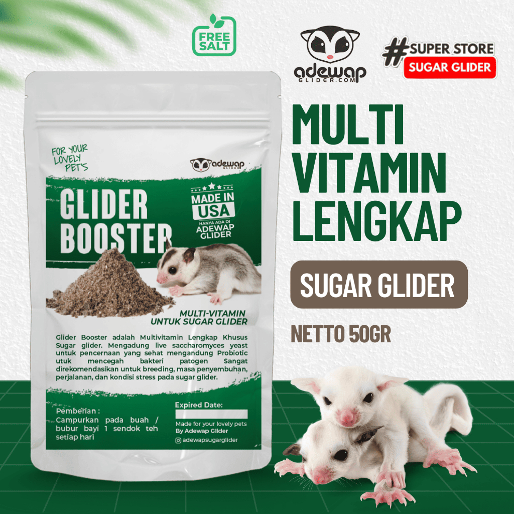 ADEWAP GLIDER Glider Booster Sugar Glider Probiotic & Saccharomyces For Over Grooming - 50 Gr - 8