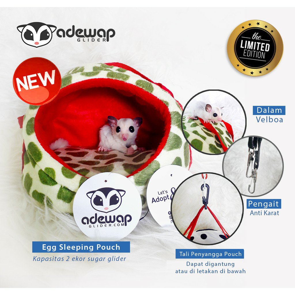 ADEWAP GLIDER Egg Sleeping Pouch Sugar Glider Pouch Kasur Aksesoris Tempat Tidur Sugar Glider - 3