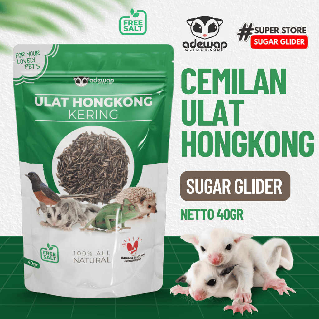 ADEWAP GLIDER Ulat Hongkong Kering 40gr Dried mealworm Sugar Glider - 9