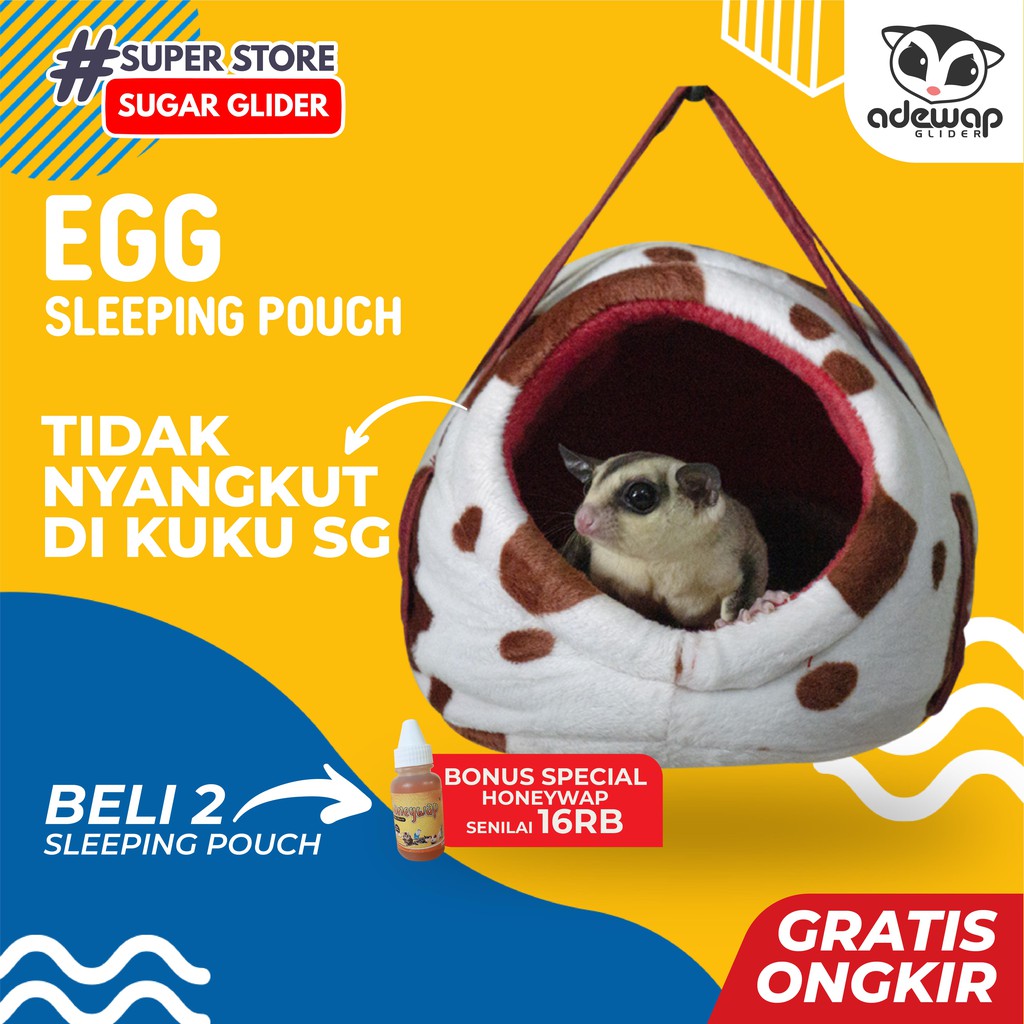 ADEWAP GLIDER Egg Sleeping Pouch Sugar Glider Pouch Kasur Aksesoris Tempat Tidur Sugar Glider - 2