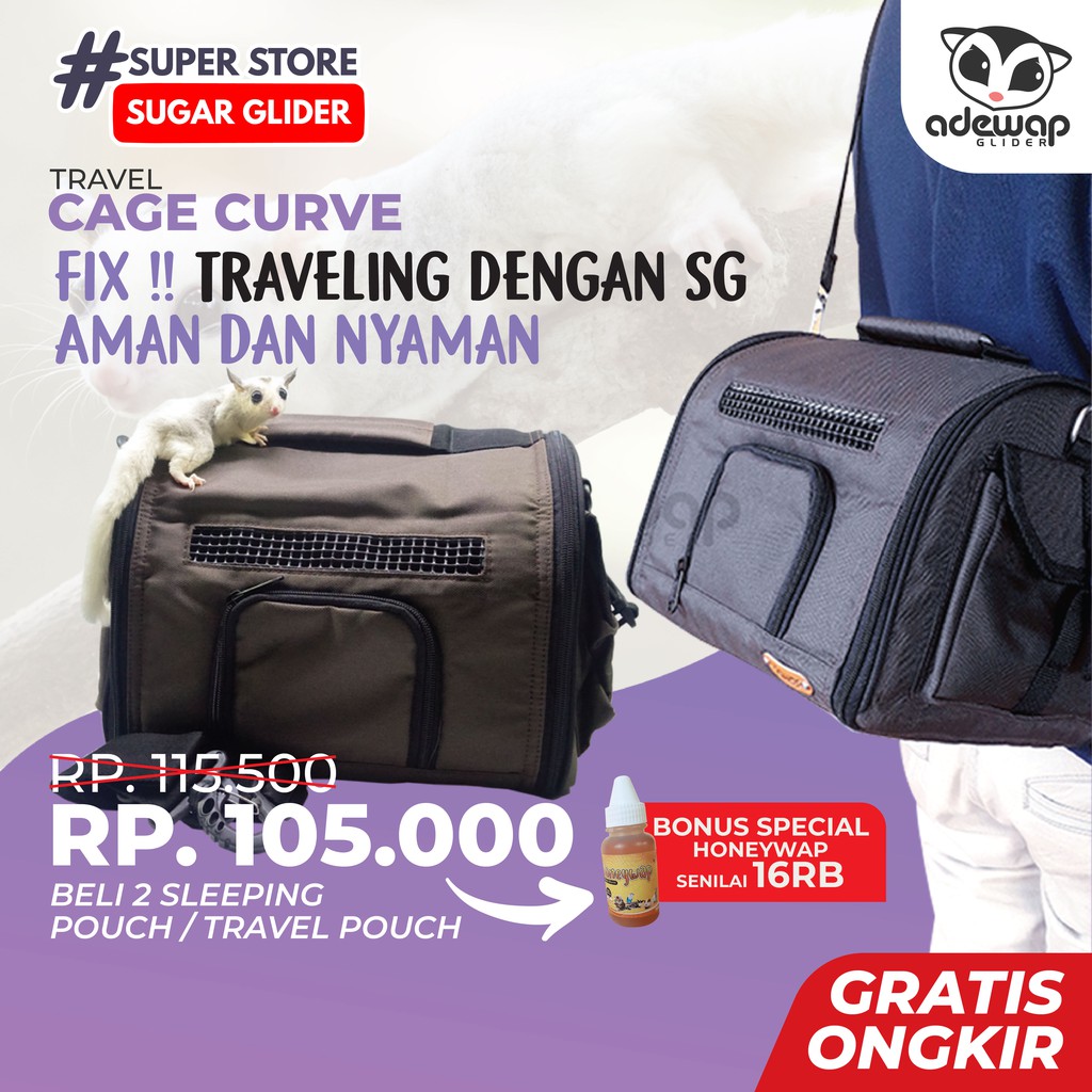 ADEWAP GLIDER Travel Bag Carrier Hewan Peliharaan Sugar Glider Untulan Curve Pet Hewan Ukuran Besar - 4