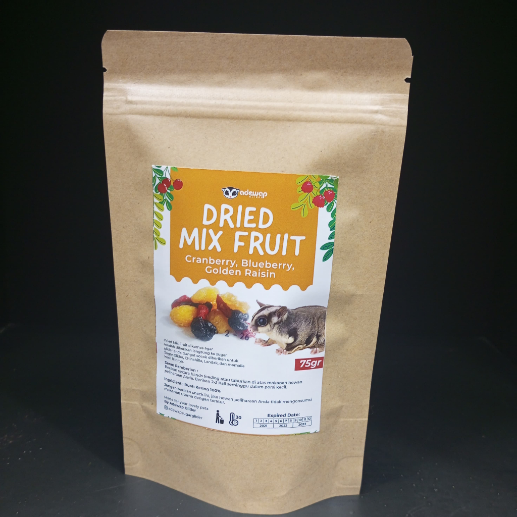 ADEWAP GLIDER Dried Mix Fruits Campuran 3 Buah Kering Cemilan Sugar Glider - 5