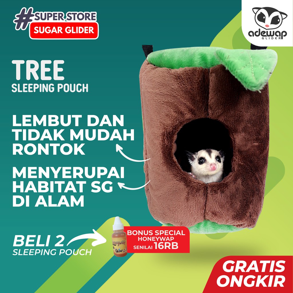 ADEWAP GLIDER Bed Pouch Tempat Kantong Tidur Bentuk Pohon Sugar Glider