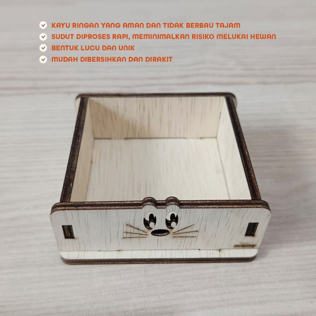 ADEWAP GLIDER Tempat Makan Laser Cut  Sugar Glider Hamster Marmut Alas Kasmir Kayu Hewan Kecil - 4