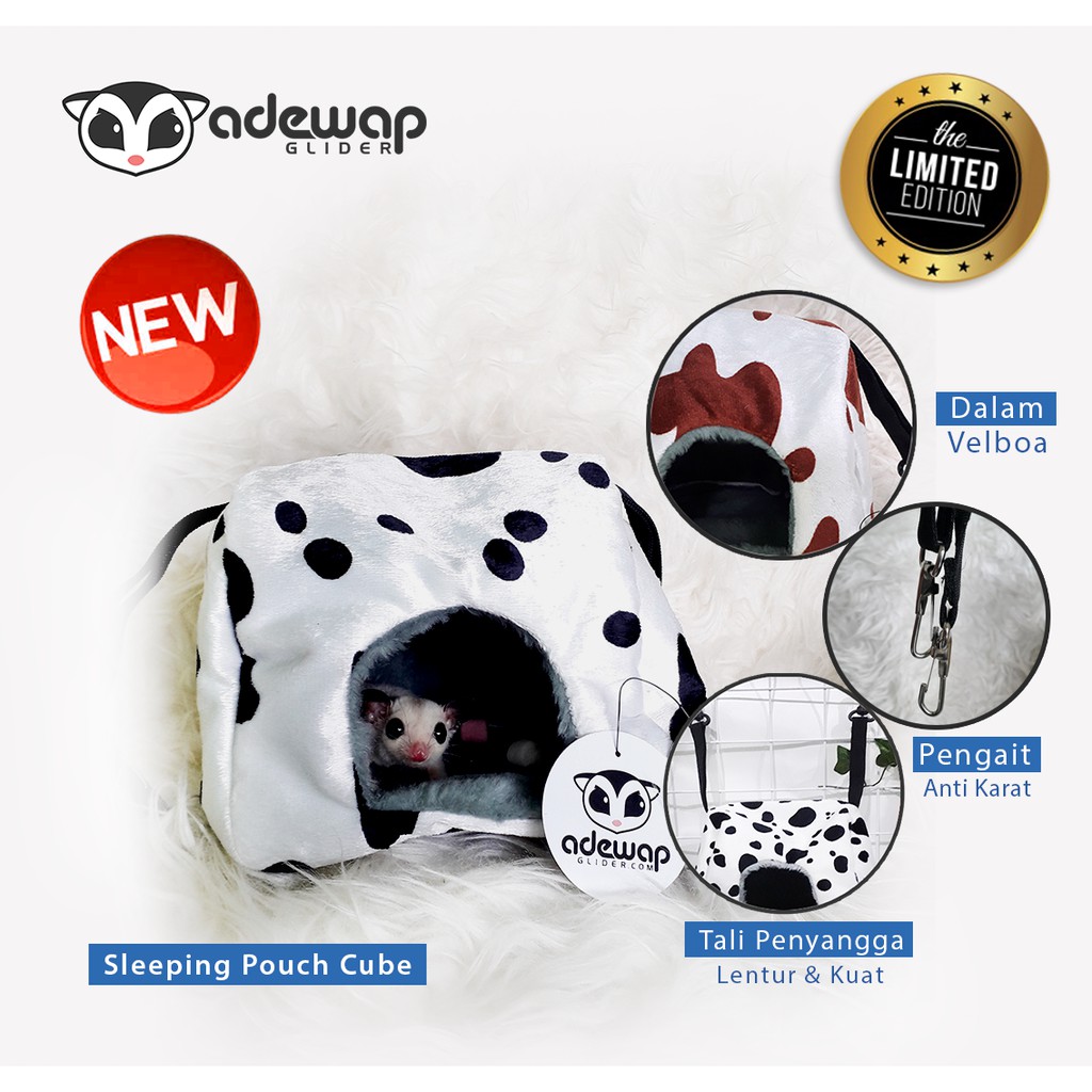ADEWAP GLIDER Sleeping Pouch Goa Crusty Crab Cube Lembut Nyaman Untuk Sugar Glider - 4