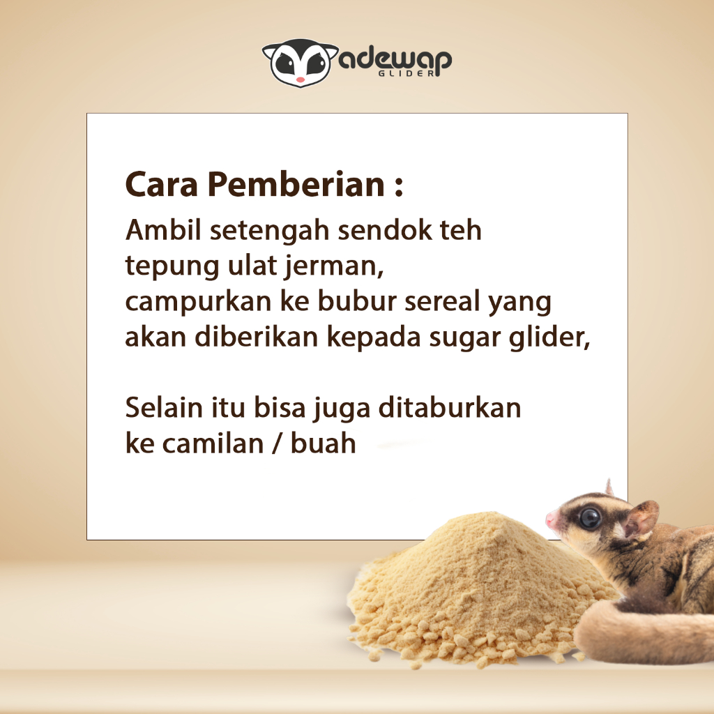 ADEWAP GLIDER Superworm Powder Suplemen Protein Tepung Ulat Jerman High Protein Sugar Glider - 3