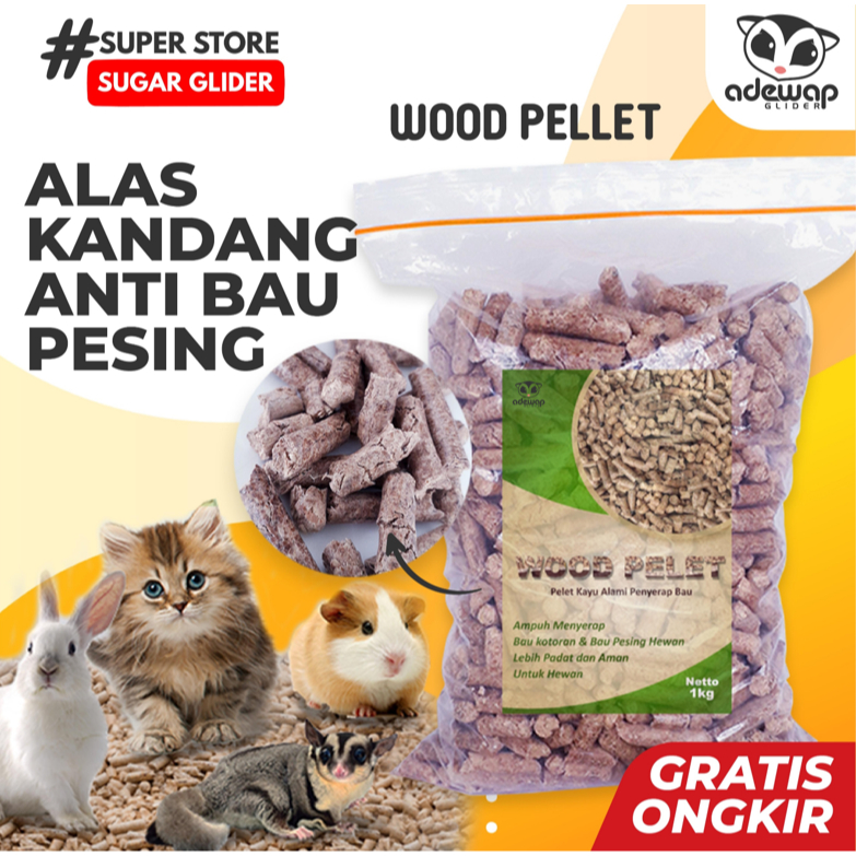 ADEWAP GLIDER Wood Pellet Alas Kandang Sugar Glider