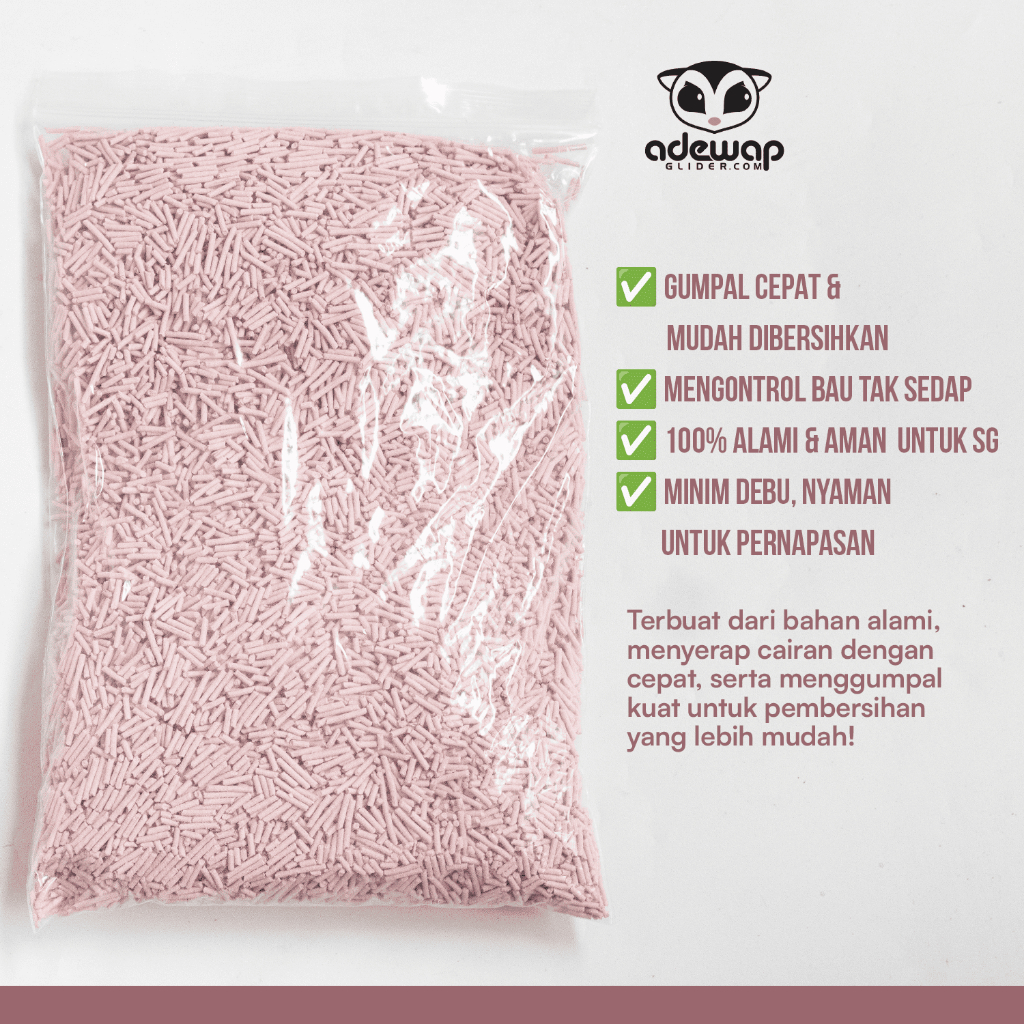 ADEWAP GLIDER Pasir Tofu 1 Liter Alas Kandang Hewan Sugar Glider - 2