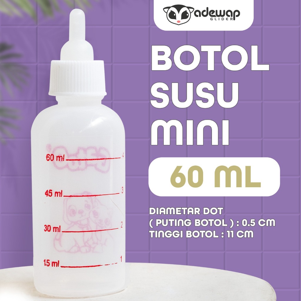 ADEWAP Botol Susu Mini SG Joey Hewan Kecil 60 Ml Feeder Drinker Hewan