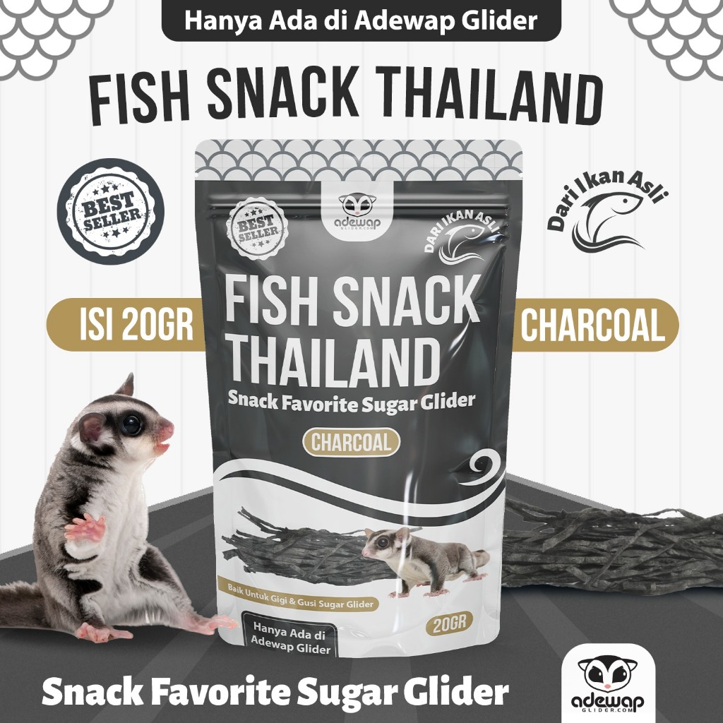 ADEWAP GLIDER Fish Snack Charcoal Camilan Perawatan Gigi Sugar Glider