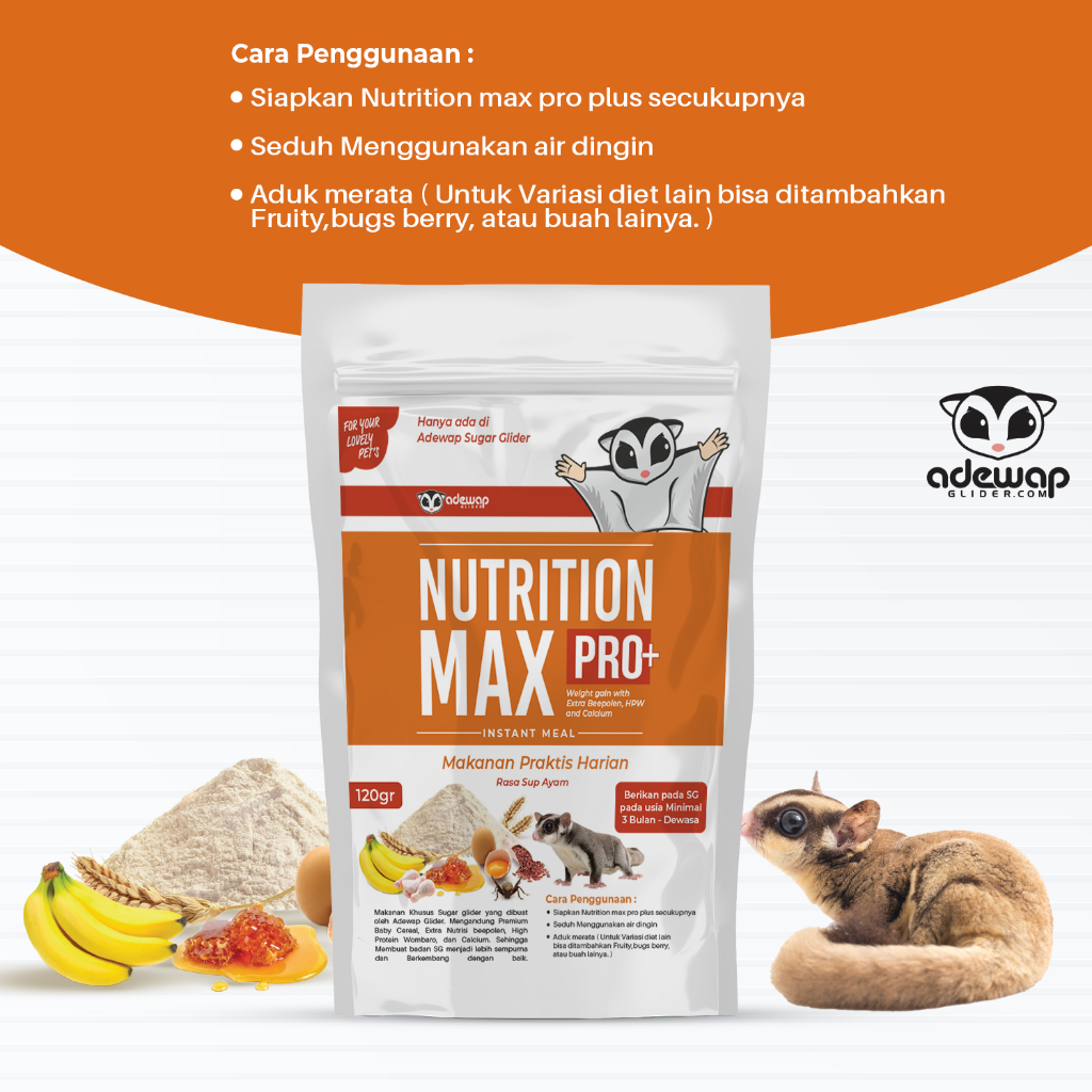 ADEWAP GLIDER Nutrition Max Pro Plus Makanan Harian Nutrisi Sugar Glider Rasa Sup Ayam - 3