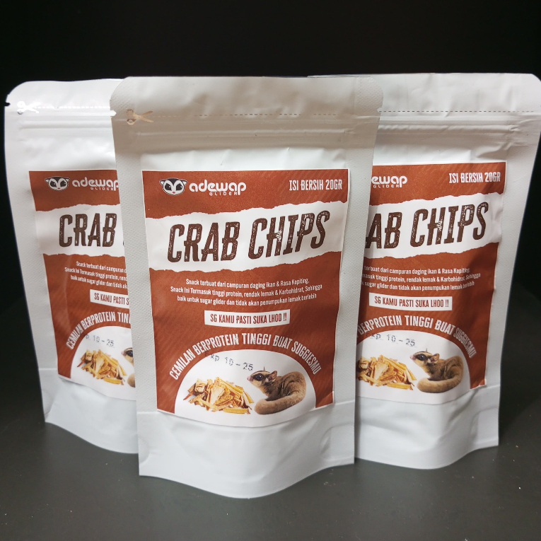 ADEWAP GLIDER Crab Chips Camilan Protein Sugar Glider Rasa Kepiting - 20gr - 4