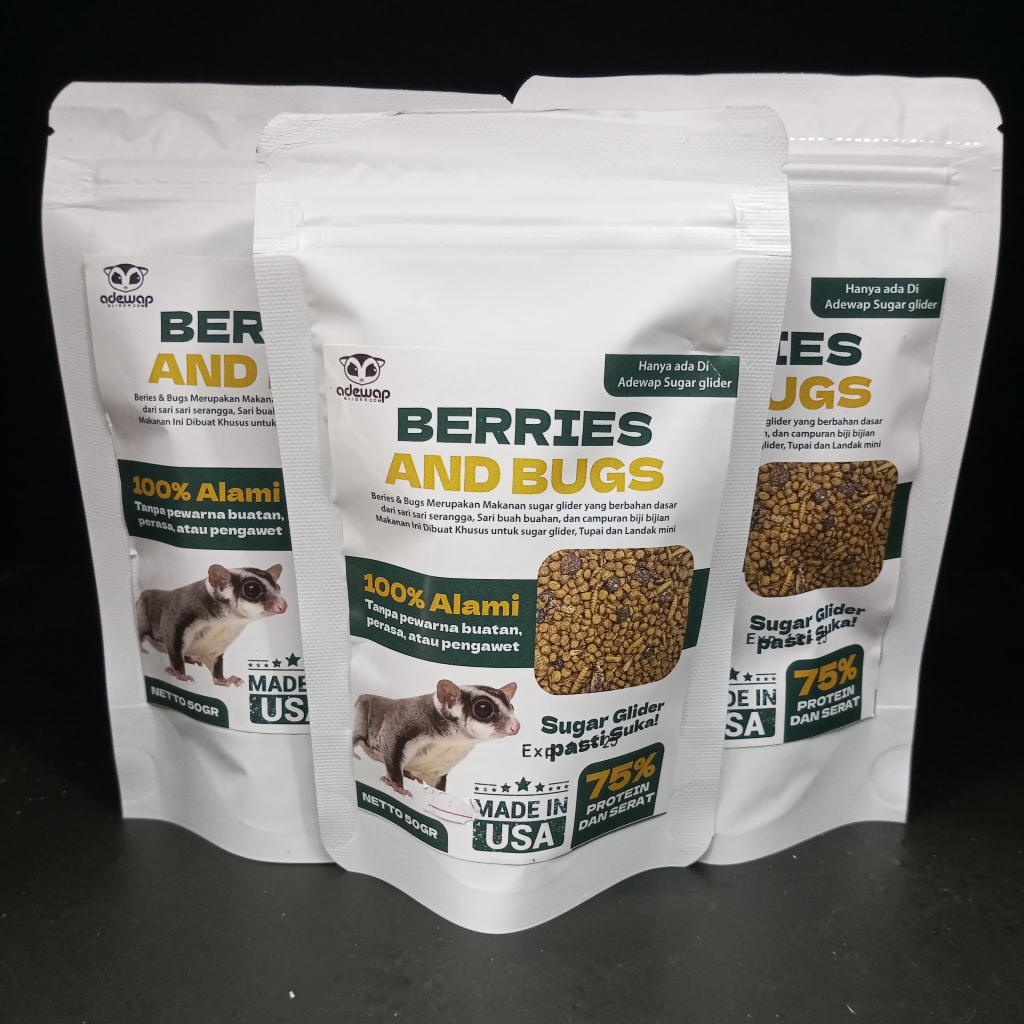 ADEWAP GLIDER Berries & Bugs Pellet Makanan Pellet + Serangga & Buah Kering Sugar Glider - 3