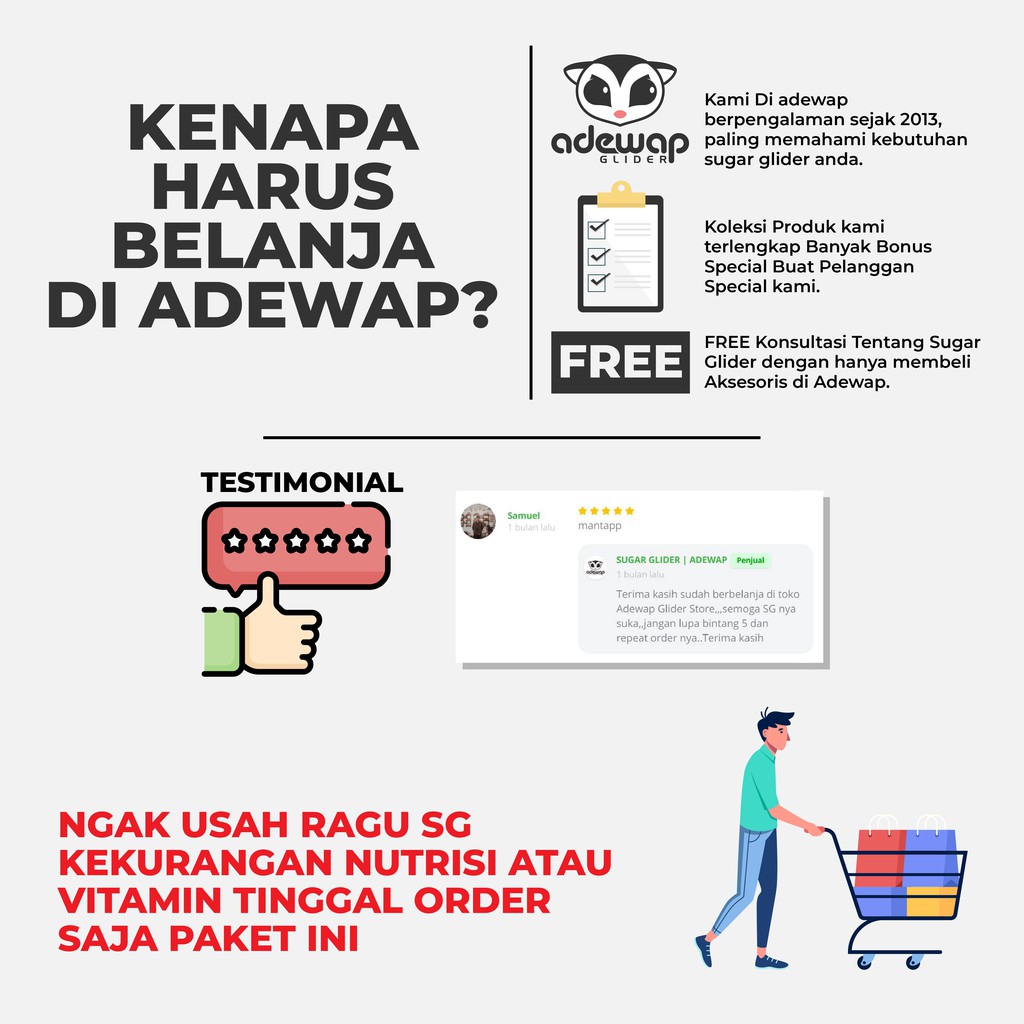 ADEWAP GLIDER Paket Hemat 3 Serangga Nutrisi Protein Sugar Glider - 3