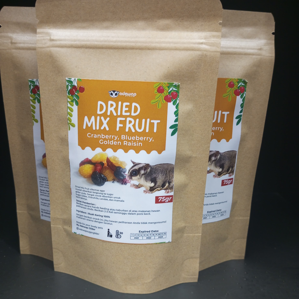 ADEWAP GLIDER Dried Mix Fruits Campuran 3 Buah Kering Cemilan Sugar Glider - 4