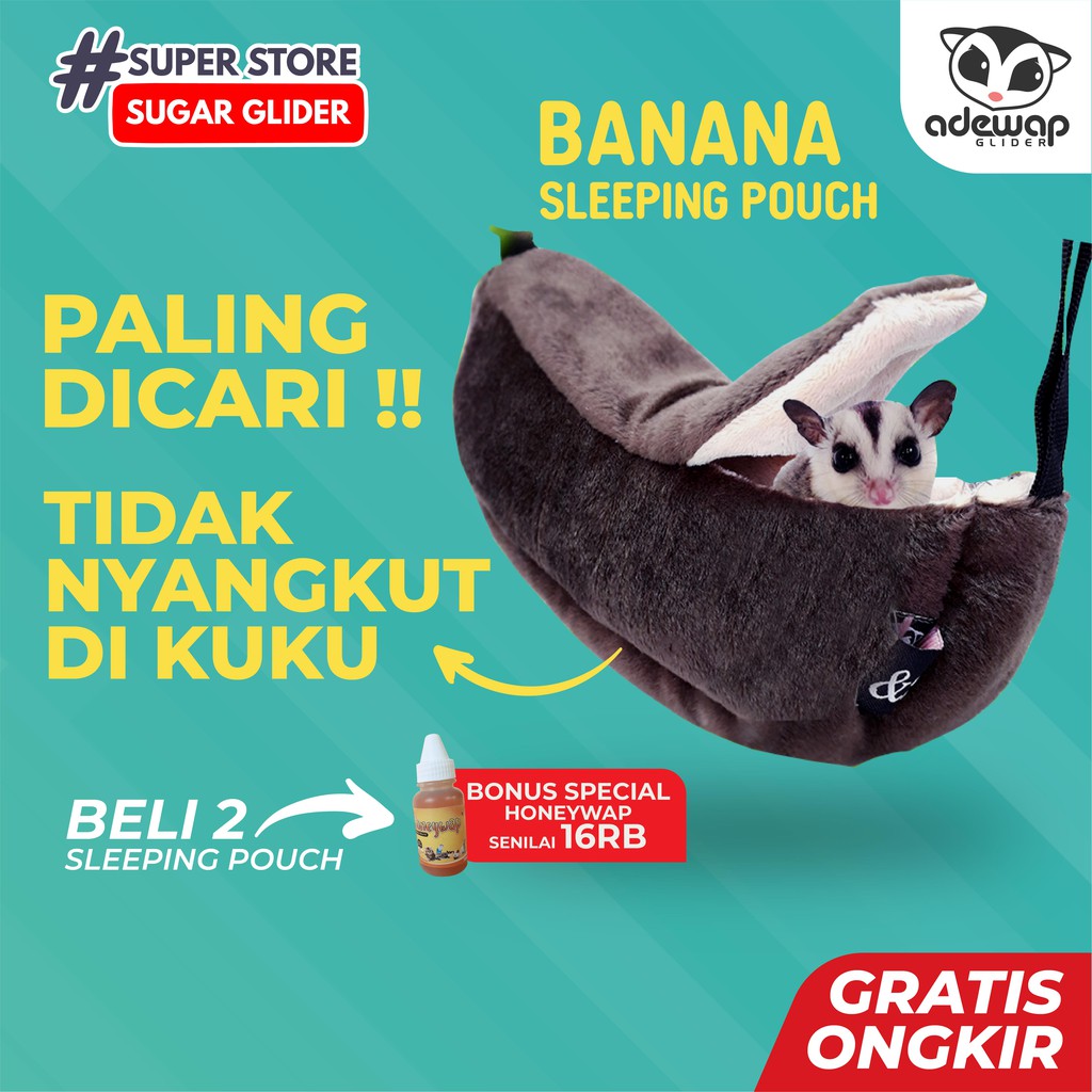 ADEWAP GLIDER Pouch Banana Bentuk Pisang Untuk Sugar Glider Tupai Terbang Kantong Tidur SG