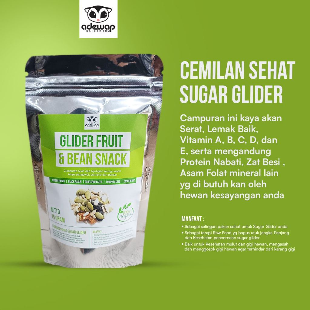 ADEWAP GLIDER Glider Fruit n Bean - Snack Buah Dan Kacang Sugar Glider - 2