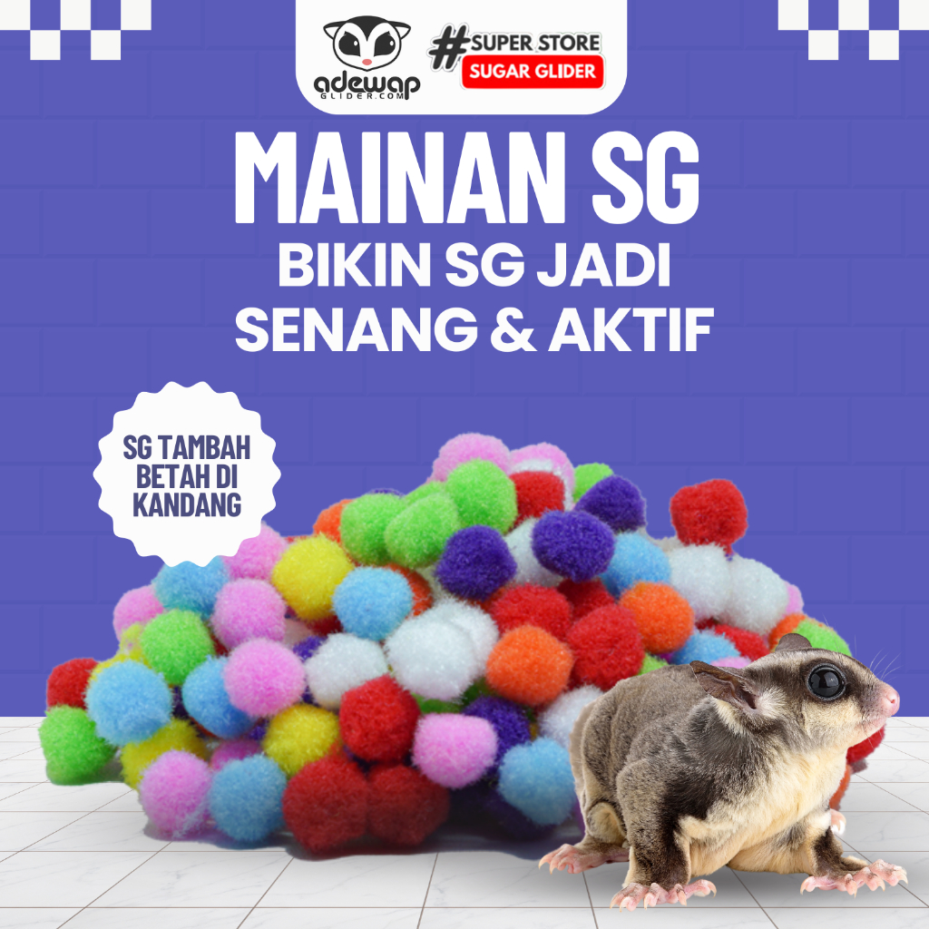 ADEWAP GLIDER Pom Pom Mainan Sugar Glider - 4