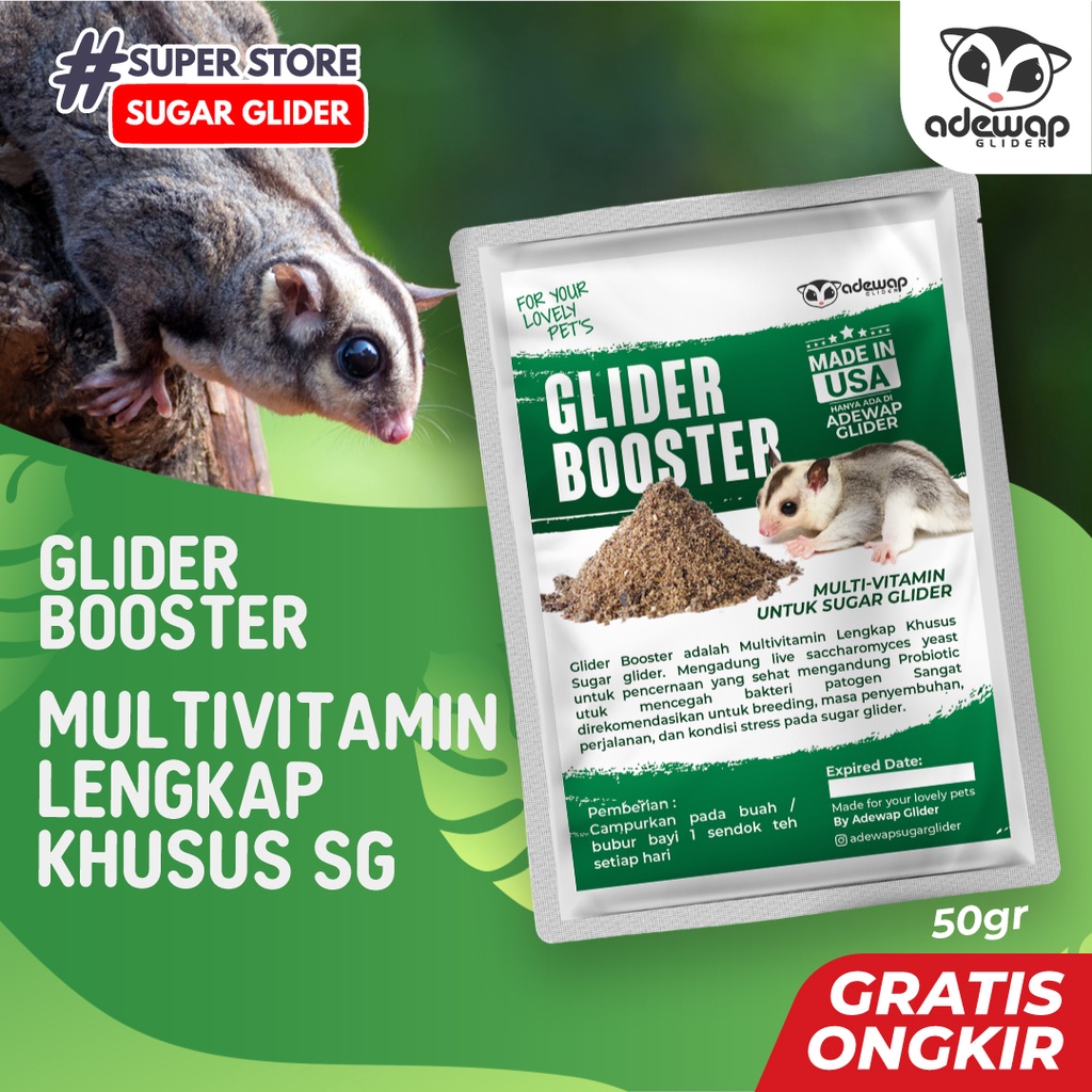 ADEWAP GLIDER Glider Booster Sugar Glider Probiotic & Saccharomyces For Over Grooming - 50 Gr - 7