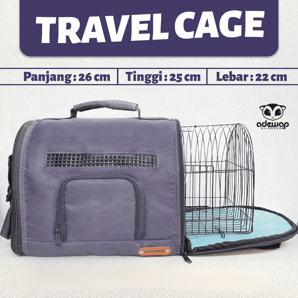 ADEWAP GLIDER Tas Travel + Kandang Pet Carrier Sugar Glider Ukuran Besar Model Curve