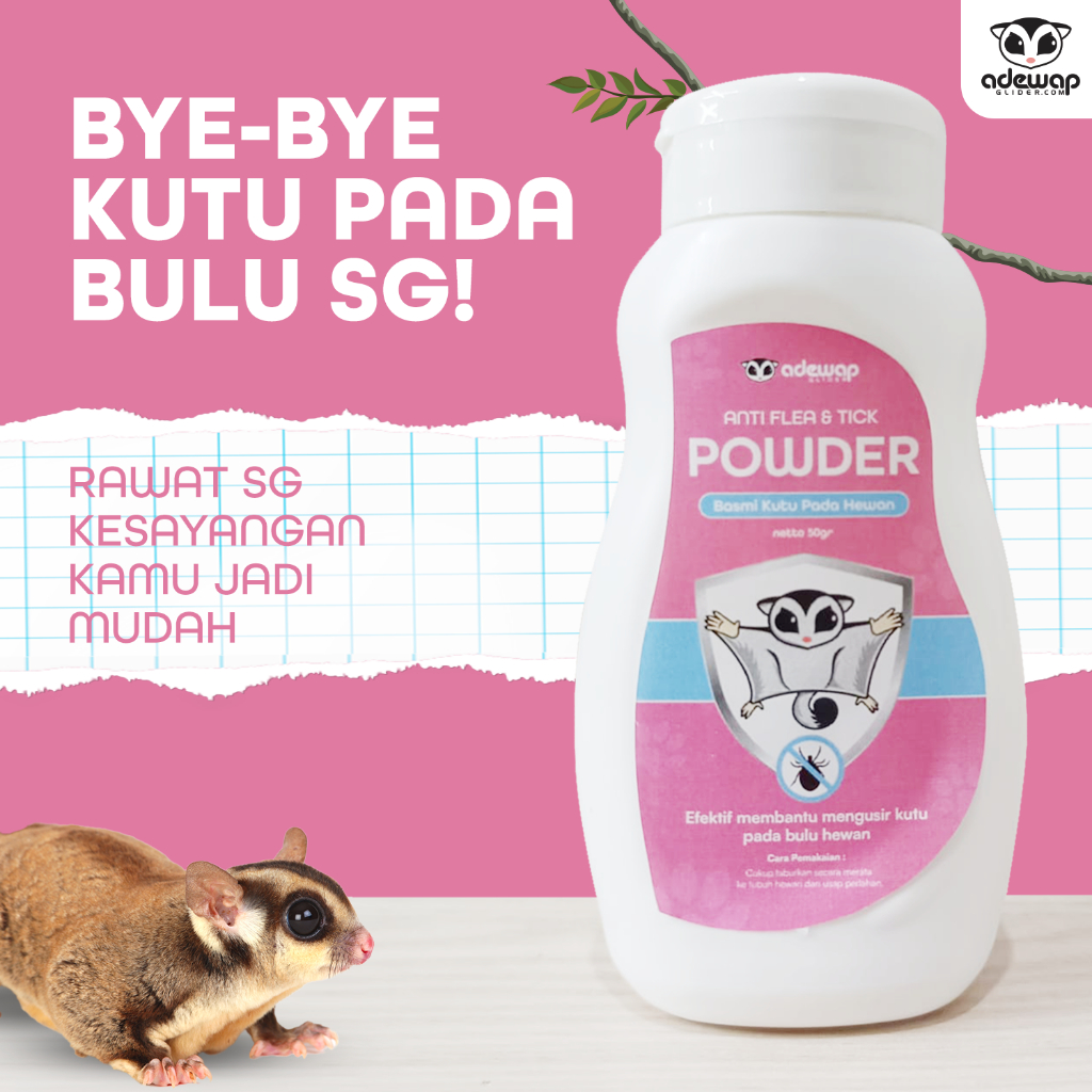 ADEWAP GLIDER Anti Flea & Tick Powder Bedak Anti Kutu Hewan Sugar Glider - 2