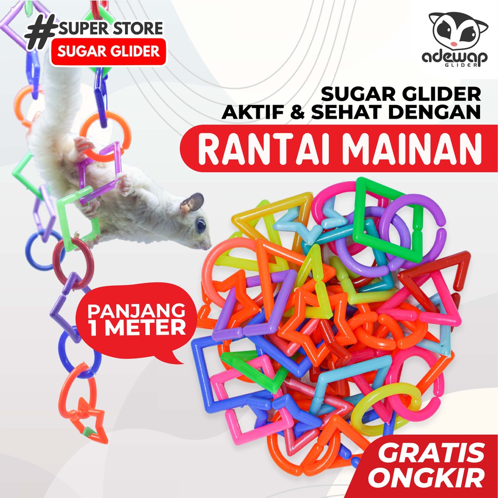 ADEWAP GLIDER Rantai Mainan Plastik Geometri Aksesoris Kandang Sugar Glider - 2