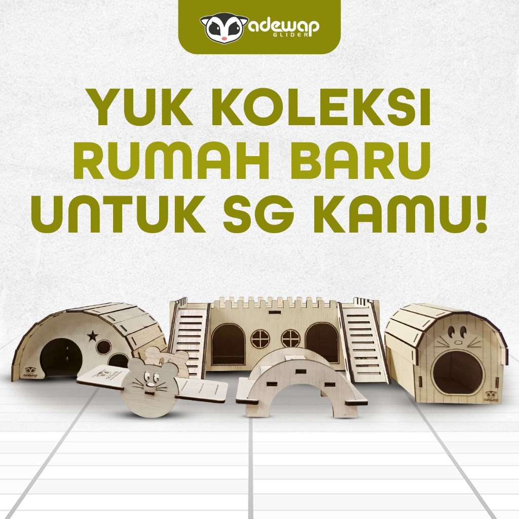 ADEWAP GLIDER Jembatan Mini Laser Cut Mainan Kayu Sugar Glider Hamster Marmut Tempat Bersembunyi & Bermain Hewan Kecil - 4