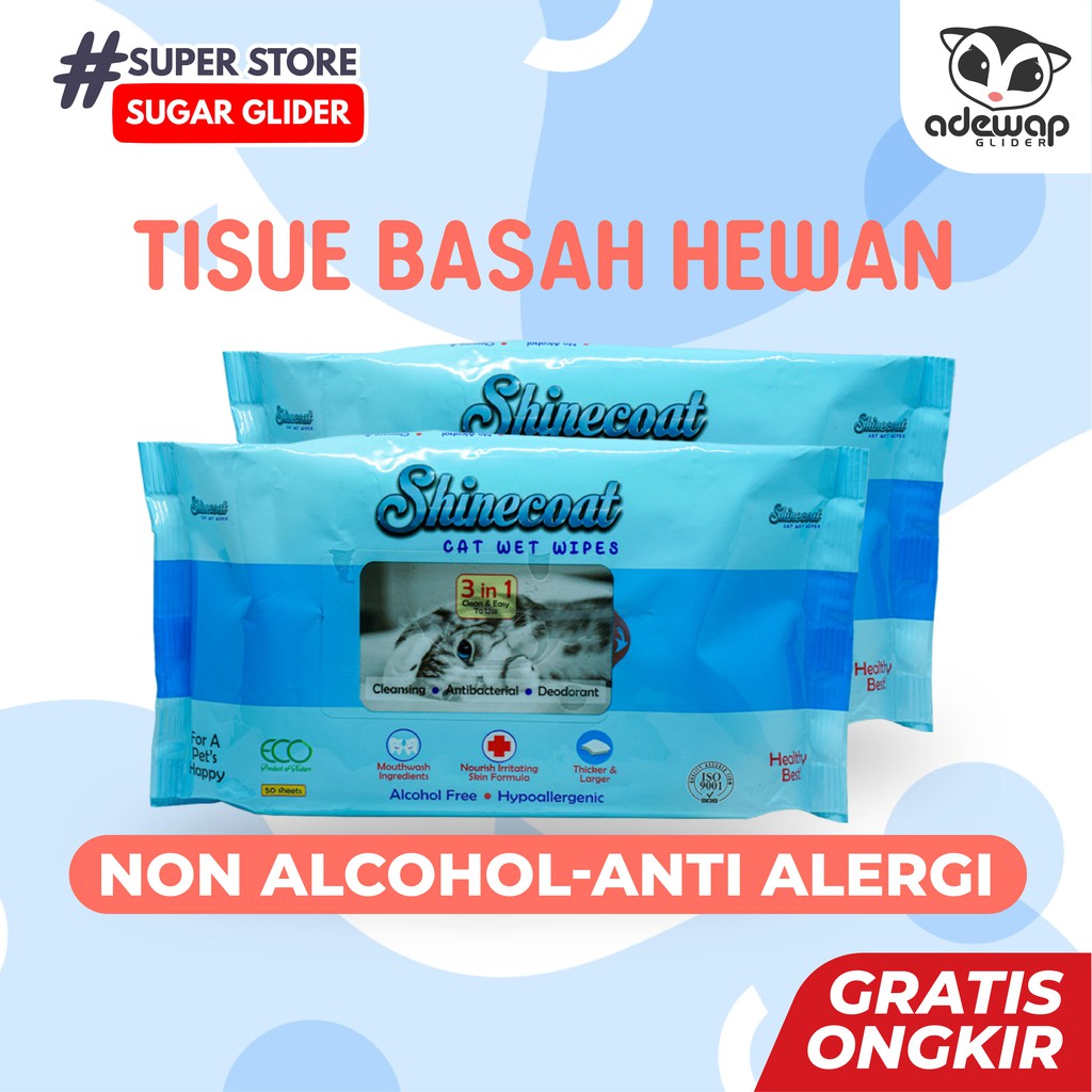 ADEWAP GLIDER Shinecoat Tisue Basah Hewan Peliharaan Sugar Glider