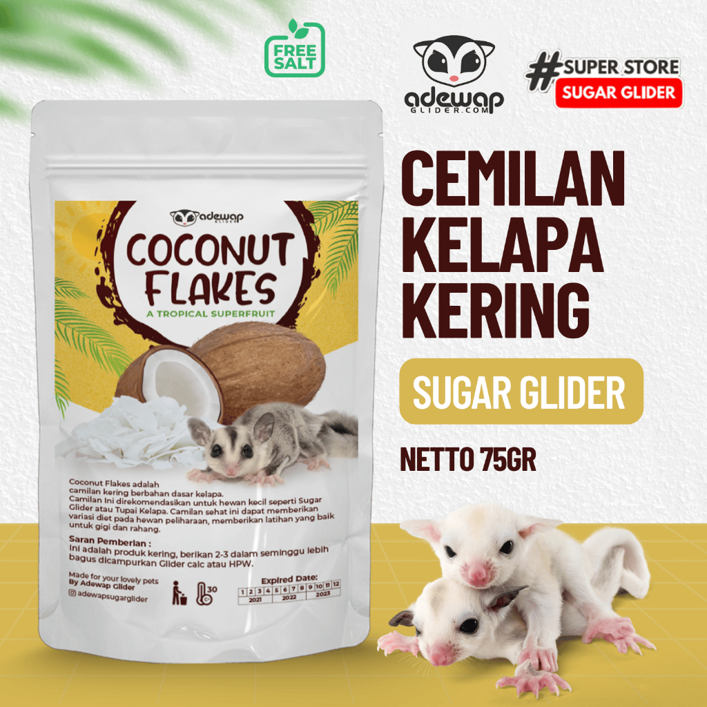ADEWAP GLIDER Dried Coconut Flakes Camilan Buah Kelapa Sugar Glider Hamster Tupai - 8