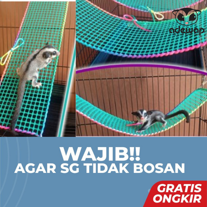 ADEWAP GLIDER Jembatan Panjatan Jaring Mainan Hammock Sugar Glider - 2