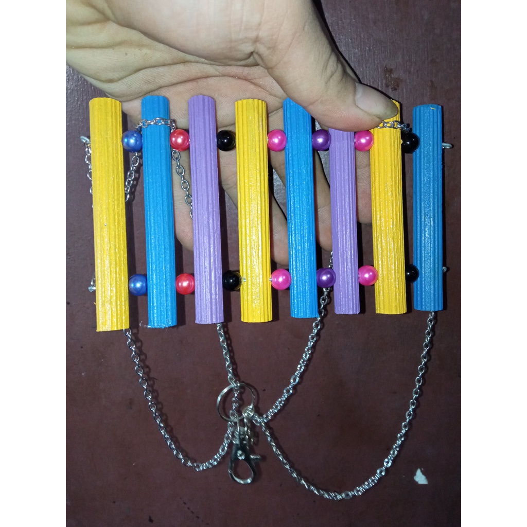 ADEWAP GLIDER Mainan Jembatan Ayunan Kayu Asli Warna-Warni Aksesoris Kandang Sugar Glider - 3