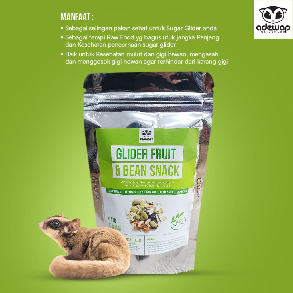 ADEWAP GLIDER Glider Fruit n Bean - Snack Buah Dan Kacang Sugar Glider - 3