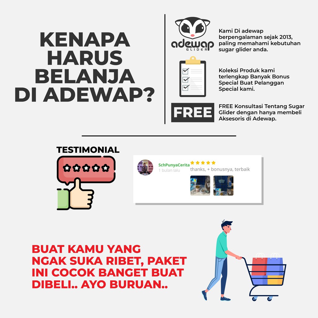 ADEWAP GLIDER Paket Hemat 7! Kandang Small Perlengkapan Pemeliharaan Sugar Glider - 4